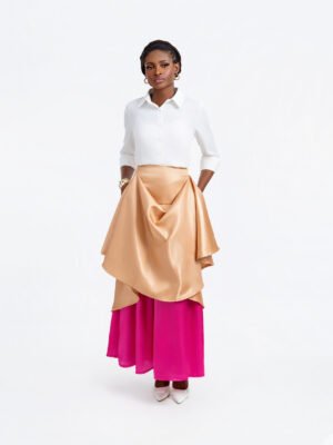 dusky pinky skirt look 1